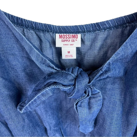Mossimo • Chambray Tie Front Knot Romper - Picture 4 of 10